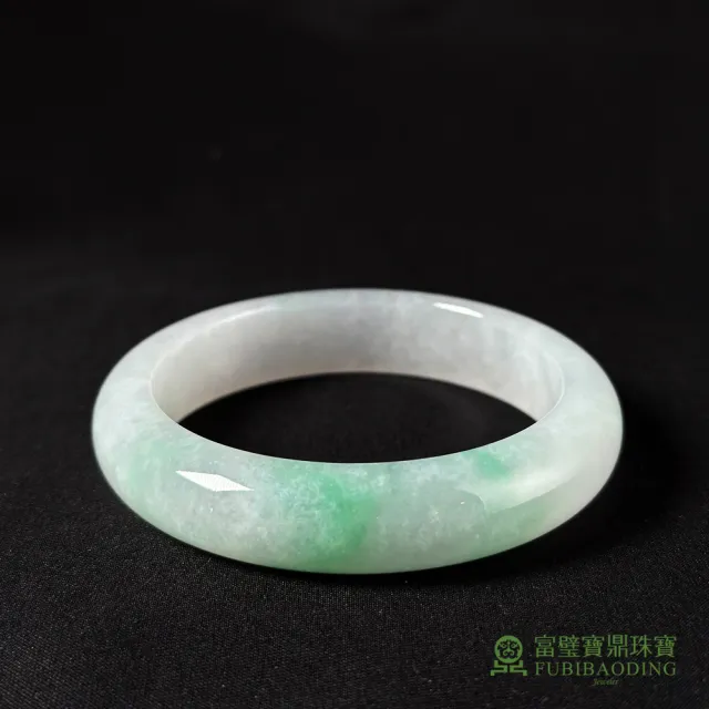 【Fubibaoding jeweler 富璧寶鼎珠寶】糯冰種翡翠綠絲飄花手鐲(天然緬甸翡翠 玉鐲 台灣圍#17.7)