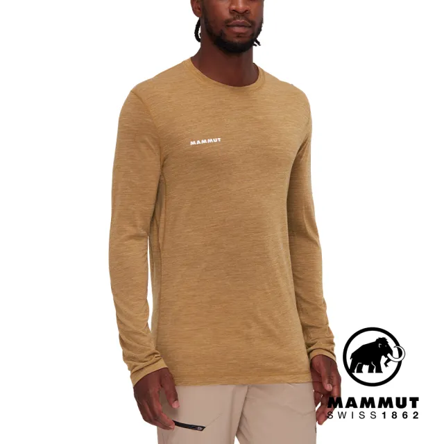 【Mammut 長毛象】Tree Wool FL Longsleeve Men 羊毛混紡快乾抗臭長袖T恤 獵豹猲 男款 #1016-01690