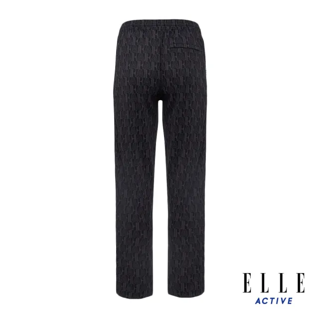 【ELLE ACTIVE】男女同款 滿版印花運動褲-黑色(EA24S2F3401#99)