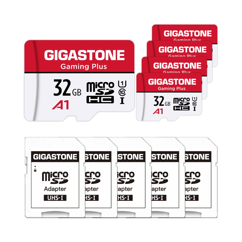 【GIGASTONE 立達】Gaming Plus microSDHC UHS-Ⅰ U1 A1 32GB遊戲專用記憶卡-5入組(支援Switch/GoPro)