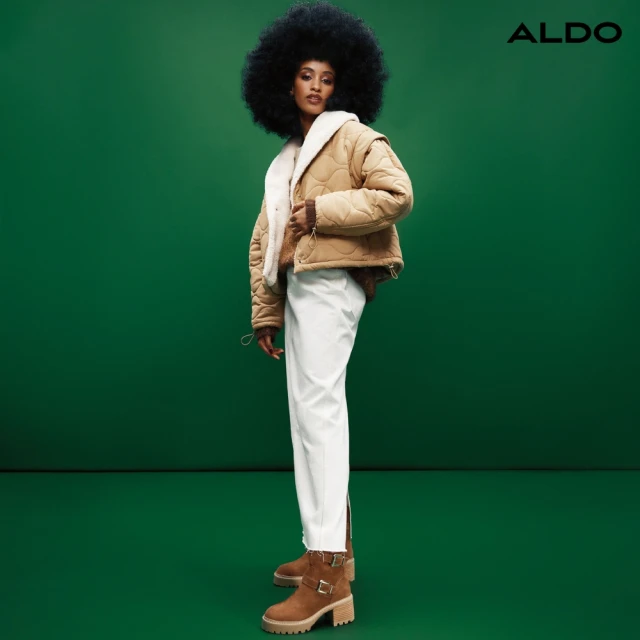 ALDOALDO PALOMINA-時尚風範雙扣帶粗跟厚底短靴-女靴(棕色)