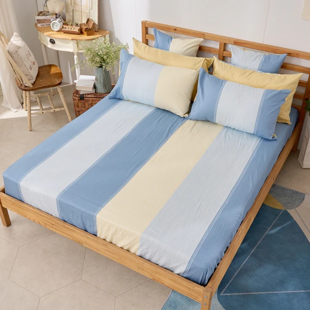 戀家小舖 100%精梳棉枕套床包三件組-雙人(沁藍海洋)品牌