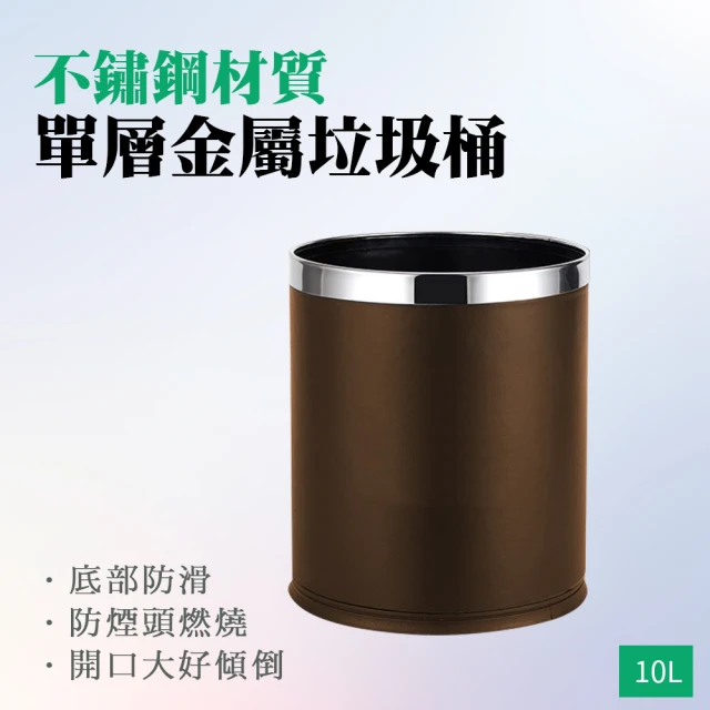 職人生活網 185-TCBR 辦公室垃圾筒 不鏽鋼垃圾桶 防火垃圾桶 廚餘桶(棕色 單層金屬垃圾桶 工業風垃圾桶)