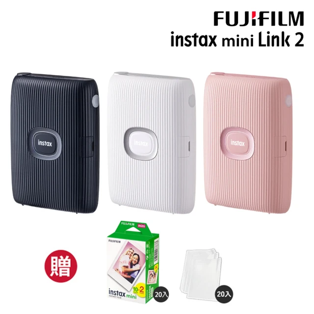 FUJIFILM 富士FUJIFILM 富士 instax mini Link2 手機印相機 原廠公司貨(20張底片透明保護套20入組合)