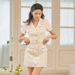【OMUSES】小香風珍珠米白色短裙13-29668(XS-L)
