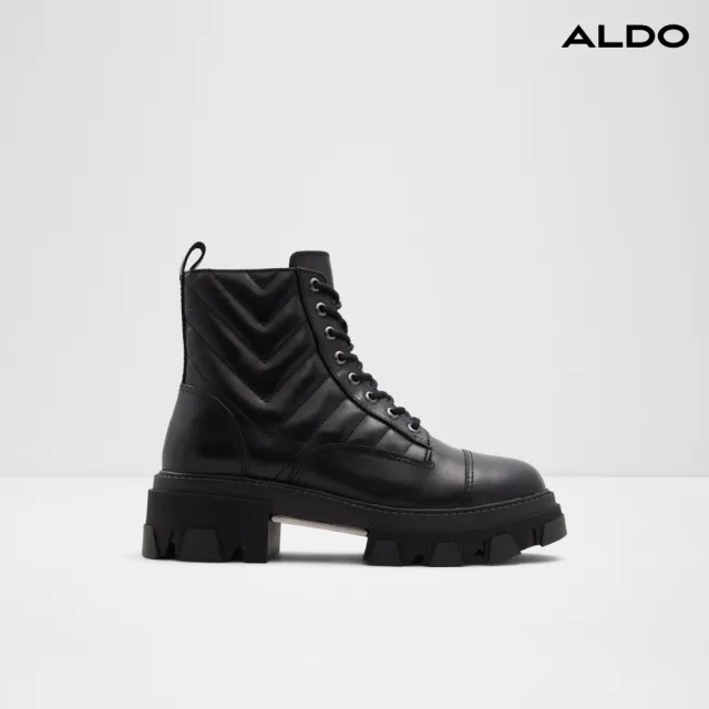 【ALDO】MONTROSE-俏麗時尚側拉鍊厚底短靴-女靴(黑色)