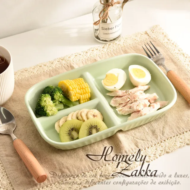 【Homely Zakka】北歐風長方型陶瓷分隔餐盤/211餐盤_4色一組(健康分隔盤 瘦身餐盤 健身餐盤 減脂餐盤)