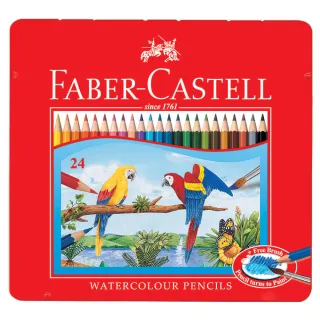 【Faber-Castell】德國輝柏 24色鐵盒水性色鉛筆 115925 公司貨(禮物 美術 繪畫)