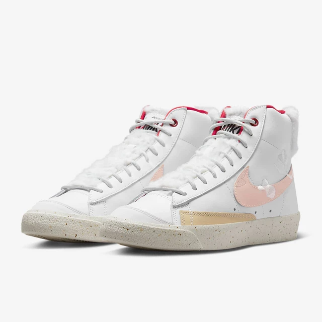 NIKE 耐吉NIKE 耐吉 W BLAZER MID PRM 休閒鞋 運動 高筒 毛毛 女鞋 粉白(FD4342-181)