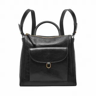 【FOSSIL】Parker 真皮迷你後背包-黑色 ZB1797001