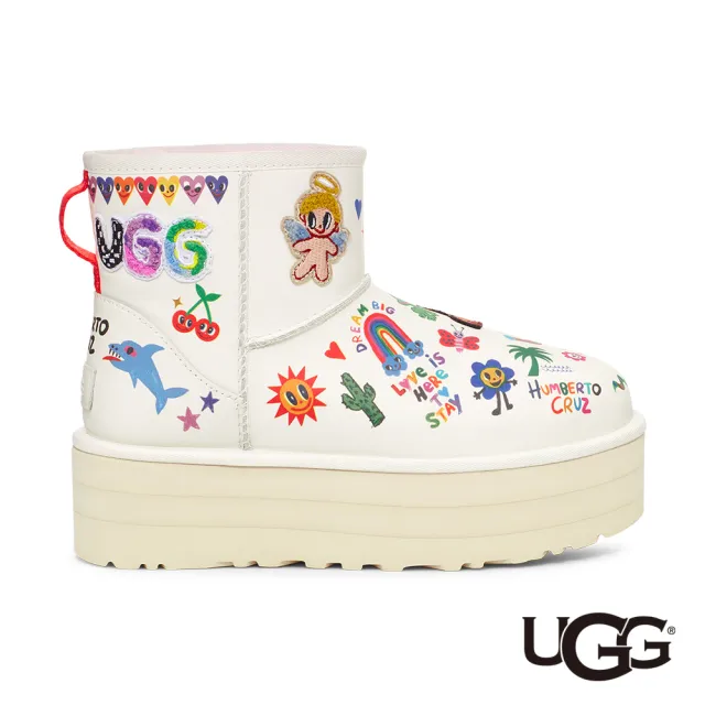 【UGG】雙11-女鞋/靴子/中筒靴/雪靴/Classic Platform Pop Sketch(白色-UG1153065WHT)