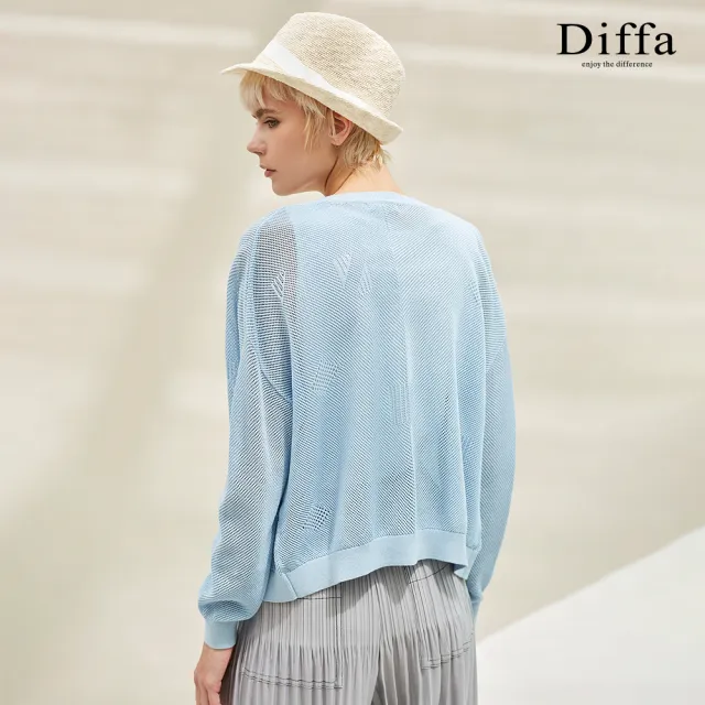 【Diffa】質感鏤空織紋落肩外套-女