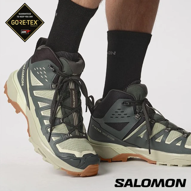 salomonsalomon官方直營 男 X ULTRA 360 EDGE Goretex 中筒登山鞋(綠/綠/黃)