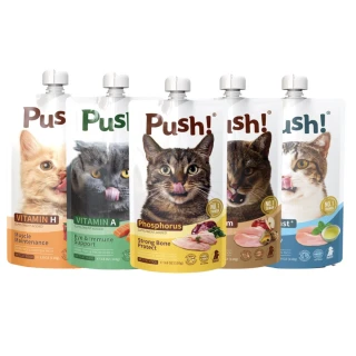 【Push!】HAPPY機能款噗滋包-綜合組 110g*5入(貓主食罐/主食肉泥餐包/全齡貓)