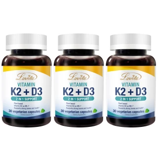 【Lovita 愛維他】K2+D3素食膠囊 3入組(共90顆)