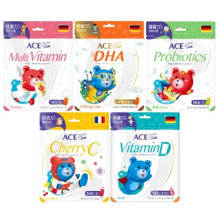 即期品【ACE】Superkids德國機能Q軟糖14顆(維他命D/DHA/益生菌/綜合活力｜賞味期2024.08.16)