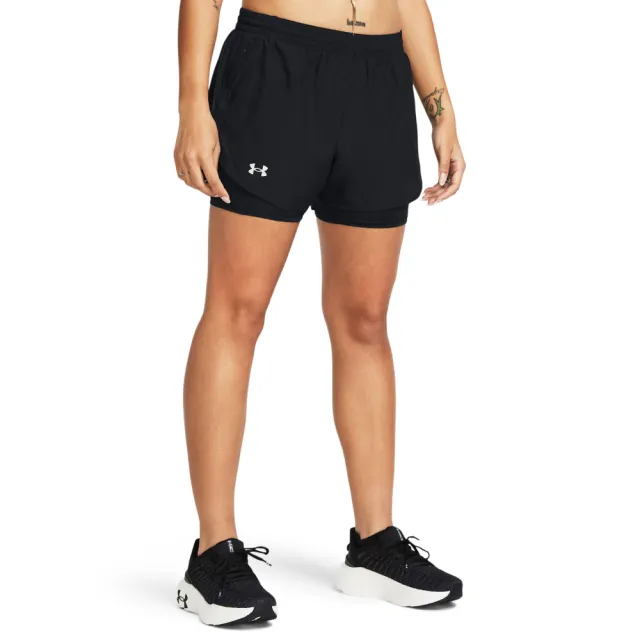 【UNDER ARMOUR】UA 女 Fly By 2in1 短褲_1382440-001(黑色)