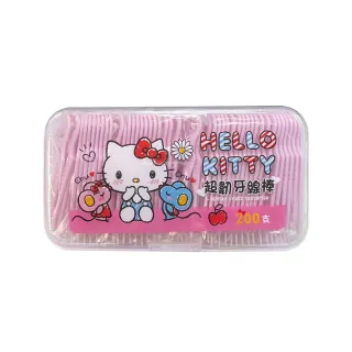 【SANRIO 三麗鷗】凱蒂貓超韌牙線棒 200支 X 4 盒 按扣式密封盒包裝(台灣製)