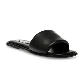 【steve madden】CYMONE 素面簡約寬帶拖鞋(黑色)