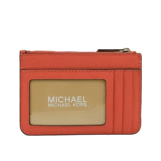【Michael Kors】JET SET TRAVEL 橘色防刮皮革證件卡片夾/鑰匙零錢包(橘色配金字)