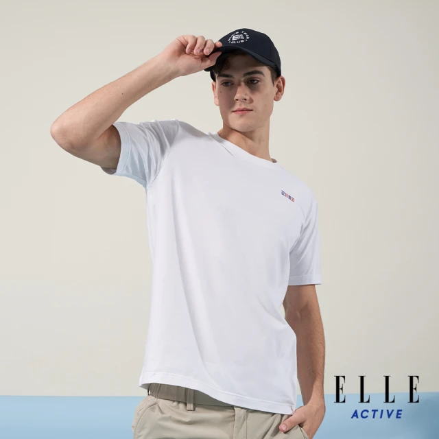 ELLE ACTIVE 男女共款 法式經典塗鴉印花圓領短袖T恤-白色(EA24M2F1603#90)