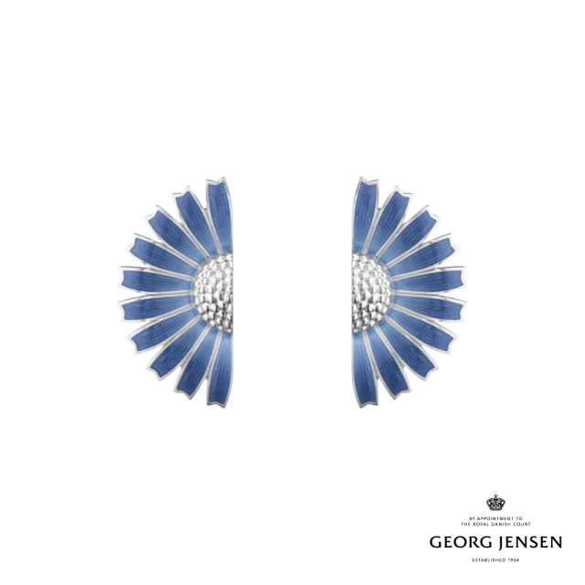 Georg Jensen 官方旗艦店 DAISY 耳環 藍色(純銀 藍瓷琺瑯 耳環)