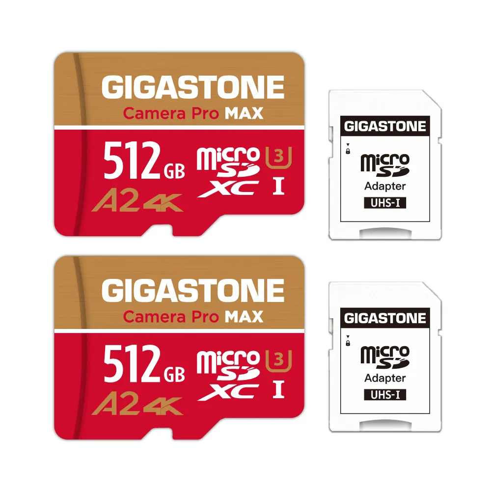 【GIGASTONE 立達】Camera Pro MAX microSDXC UHS-Ⅰ U3 A2 4K 512GB攝影高速記憶卡-2入組(支援GoPro)