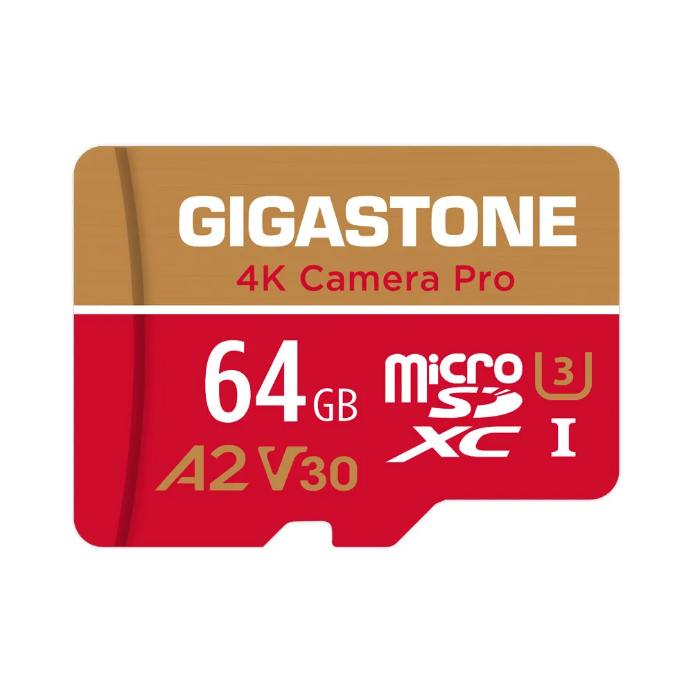 【GIGASTONE 立達】4K Camera Pro microSDXC UHS-Ⅰ U3 A2V30 64GB攝影高速記憶卡(支援GoPro/DJI)