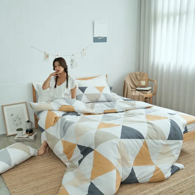 【BUHO 布歐】純棉時尚幾何單人二件式床包枕套組(多款任選)
