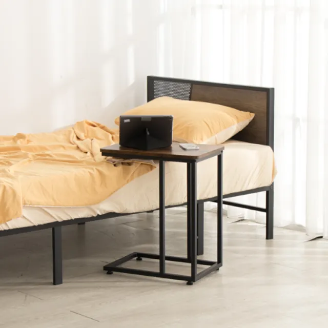 【IDEA】工業風鐵木方形置物邊桌/茶几(懶人桌 沙發邊桌)