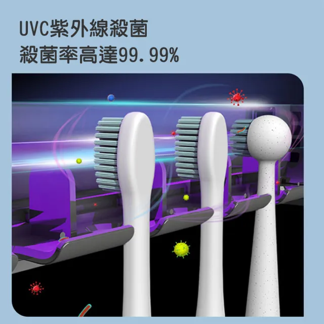 【西格傢飾】韓風UVC紫外線渦輪風乾殺菌牙刷消毒架(無痕安裝 充電 收納 浴室 防疫)