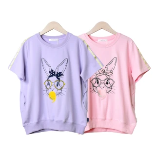 【betty’s 貝蒂思】兔子吹泡泡糖刺繡短袖T-shirt(共二色)