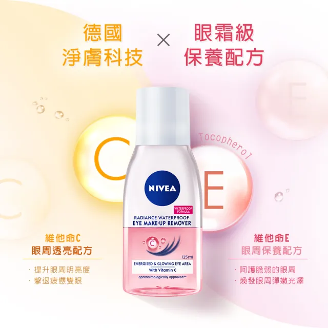 【NIVEA 妮維雅】極淨深層/透亮眼部卸妝液125ml(5秒潔淨藍眼卸/粉眼卸 敏感肌適用)