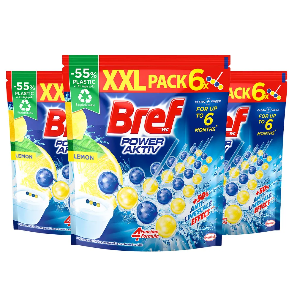 【Bref 妙力】懸掛式浴廁馬桶清潔球補充包50g*6/包 共3包(檸檬/松樹 2款任選)