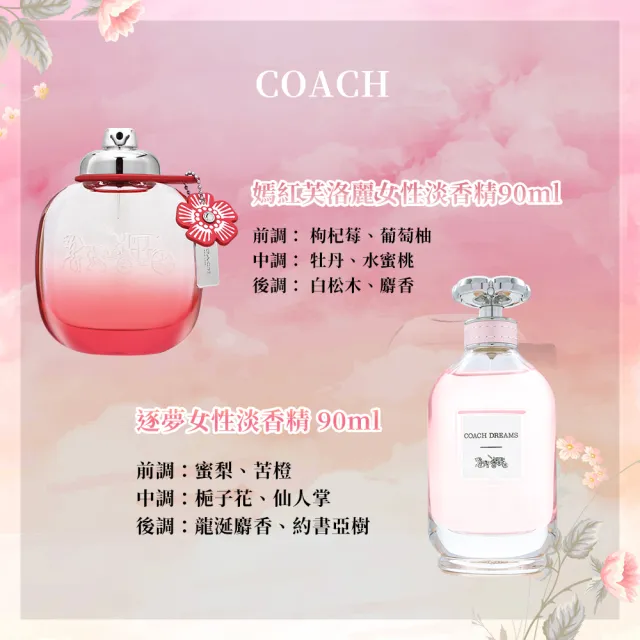 【COACH】女性淡香精90ml 口味任選(國際航空版_芙洛麗/時尚經典/逐夢/嫣紅芙洛麗)