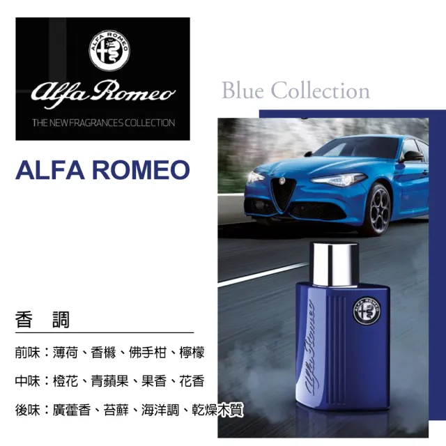【ALFA ROMEO 愛快羅密歐】紳藍榮耀男性淡香水75ml(專櫃公司貨)