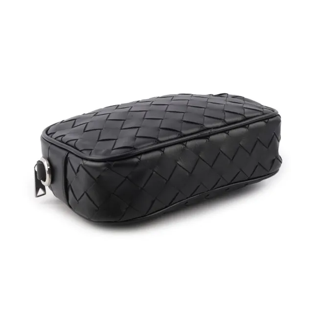 【BOTTEGA VENETA 寶緹嘉】Intrecciato 小牛皮編織迷你相機包(黑色)
