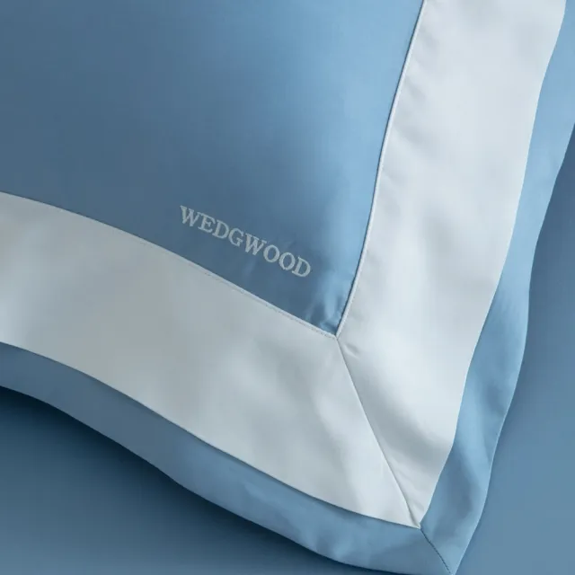 【WEDGWOOD】80支100%天絲刺繡兩用被枕套床包四件組-簡約三色任選(雙人)