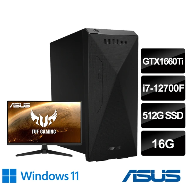 【ASUS 華碩】27型電競螢幕組★i7 GTX1660Ti十二核電腦(H-S501MD/i7-12700F/16G/512G/GTX1660Ti/W11)