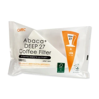 【CAFEC】日本三洋產業CAFEC ABACA PLUS DEEP 27 專用麻纖維咖啡濾紙/100張/白色(AFD27-100W)