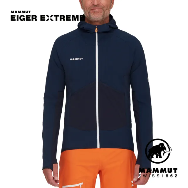 【Mammut 長毛象】Eiger Speed ML Hybrid Hooded Jkt 極限艾格防潑水中層連帽外套 夜藍 男款 #1014-05011