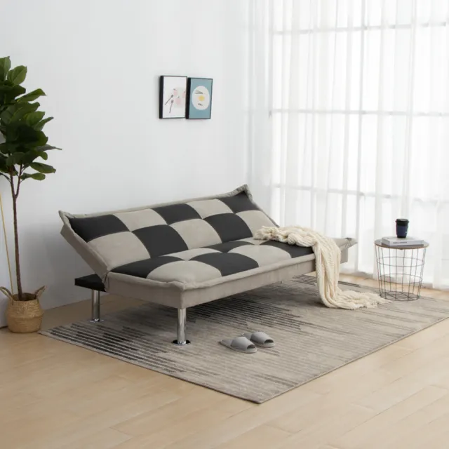 【IDEA】復古菱格紋三段調整式沙發床