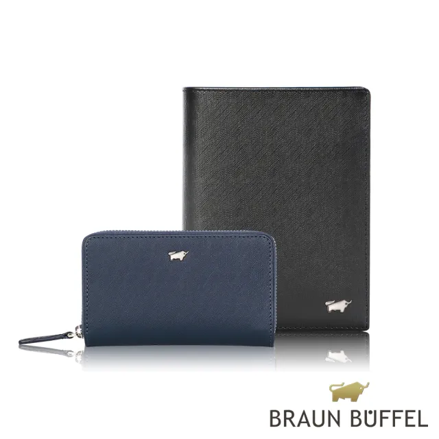 【BRAUN BUFFEL 德國小金牛】台灣總代理 HOMME-M 6卡男夾-深藍色(BF306-312-MAR)