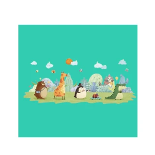 【北熊の天空】歡樂動物園 恐龍企鵝長頸鹿 創意無痕壁貼 民宿 幼兒園教室 拼貼(牆貼 裝飾牆貼 壁貼 無痕貼)