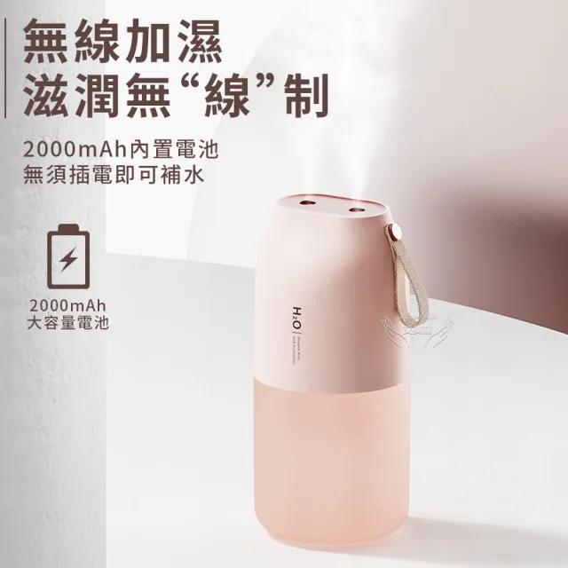 【Amywo艾美窩】雙噴頭生氧機 USB充電IT-00300(大霧量 霧化機 水氧機 生氧機 加濕器無線加濕器)