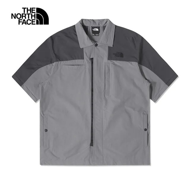 【The North Face 官方旗艦】北面UE男款灰色吸濕排汗防潑水可拆卸衣袖休閒長袖襯衫｜88590UZ