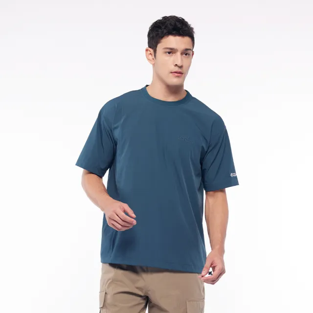 【JEEP】男裝 拼接口袋短袖T恤(深藍)