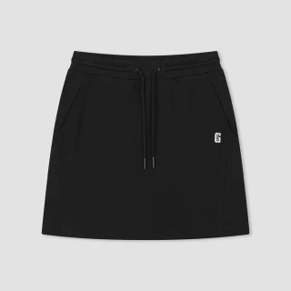 【GAP】女裝 Logo抽繩鬆緊短裙-黑色(452558)
