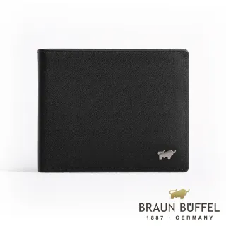 【BRAUN BUFFEL 德國小金牛】台灣總代理 HOMME-M 4卡零錢袋皮夾-黯黑(BF306-315-BK)