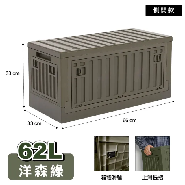 【ONE HOUSE】62L小丹尼貨櫃五開門折疊收納箱(2入)